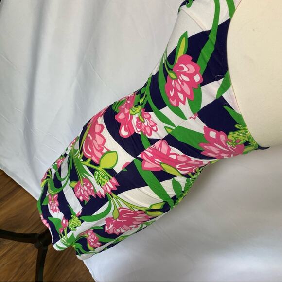 Lilly Pulitzer Women's Madison Dress Small Floral‎ Striped One Shoulder Ruched - Picture 9 of 14